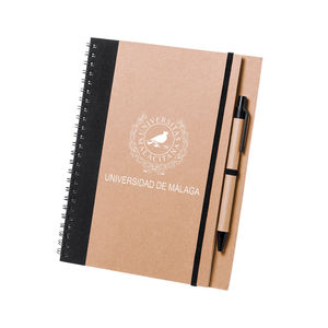 CUADERNO DE ESPIRAL KRAFT CON BOLGRAFO AZUL